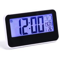 Große leise LCD-Wanduhr mit Temperatur- und Luftfeuchtigkeitsanzeige, Uhr mit Wochentag und Datum, digitale Wanduhr für das Home Office von MUMU