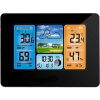 Jalleria Drahtlose Wetterstation, digitale Farbvorhersage-Wetterstation mit Alarm und Temperatur/Luftfeuchtigkeit/Barometer/Alarm/Monduhr/Wetter mit von MUMU