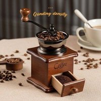 Mumu - Klassische manuelle Kaffeemühle aus Holz, tragbare, mit mehreren Geschwindigkeiten einstellbare Retro-Kaffeemühle von MUMU