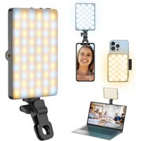Mumu - LED-Selfie-Telefonleuchte mit Clip, 120 wiederaufladbare Foto-LEDs und 3 angepasste Beleuchtungsmodi, tragbare Clip-on-Videoleuchte 2000 mAh von MUMU