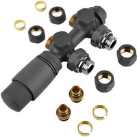Mumu - Multiblock-Kit für Zentralanschluss-Heizkörper, 50-mm-Hahn. Thermostatventile Universal Anthrazit von MUMU
