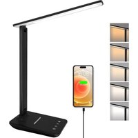 Mumu - Schreibtischlampe, dimmbare LED-Tischlampe, Leselicht mit USB-Ladeanschluss, 5 Beleuchtungsmodi, Touch-Control-Schreibtischlicht, faltbare von MUMU