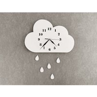 Wanduhr Wolken für Kinder, Uhr ohne Tickgeräusche, Kinderuhr fürs Kinderzimmer (Weiß mit Tropfen) von MUMU