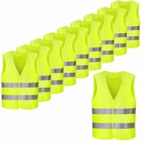 Set mit 10 reflektierenden fluoreszierenden gelben Sicherheitswesten, hohe Sichtbarkeit für Radfahrer, Fahrer, Läufer, Müllsammler usw., 56 x 68 cm von MUMU