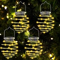 Solar Laterne Outdoor Garten, 4 Stück 80 led Solar Spirallichter Metall Solar Hängelampe IP65 Wasserdichte Solarlaterne für Garten, Terrasse, von MUMU