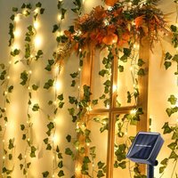 Solar-Lichterkette für den Außenbereich, 12 m, 100 LEDs, künstliche Efeu-Solargirlande, 8 Modi, wasserdichte Lichter für Garten, Balkon, Terrasse, von MUMU