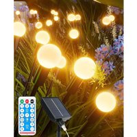 Solarleuchte für den Außenbereich, 4-in-1-Solar-Garten-Glühwürmchen, 32 LED-Solar-Gartenleuchte mit Fernbedienung, 8 Lichtmodelle, IP65 wasserdicht, von MUMU