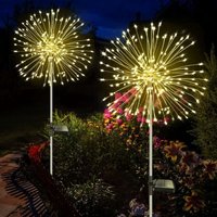 Solarleuchten für den Außenbereich, Garten, 2 Stück, 120 LEDs, Solar-Feuerwerk, 8 Modi, wasserdichtes Licht, Solar-Löwenzahnlampen für Garten, Rasen, von MUMU
