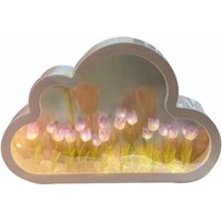 Tulpen-Nachtlicht, LED-Nachtlicht in Wolkenform, Tulpenspiegel, 2-in-1-Spiegel/Nachtlicht, tragbare Nachttischlampe für Schlafzimmer, von MUMU