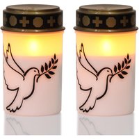 Mumu - Weiß blinkendes LED-Grablicht, batteriebetrieben, wasserdicht, flammenloses Grablicht, Gedenkkerze (2 Stück, weiße Friedenstaube) von MUMU