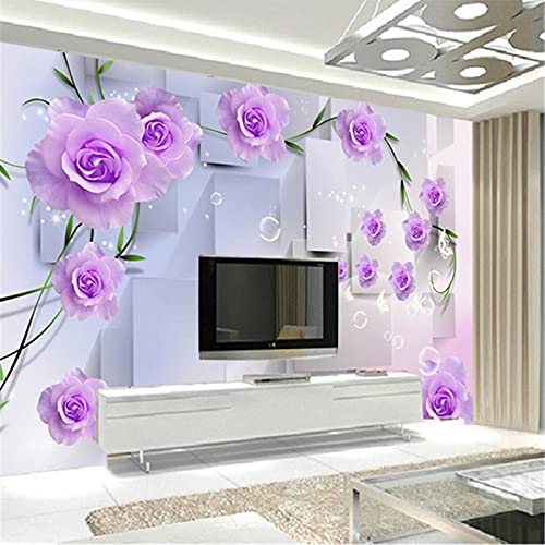 MUMUWUSG 3D Fototapete Wandbild Lila Mode Pflanzen Blumen Aufkleber Selbstklebende Leinwand Für Schlafzimmer Wohnzimmer Tv Hintergrund Wanddekoration Wandbilder 200X150Cm von MUMUWUSG