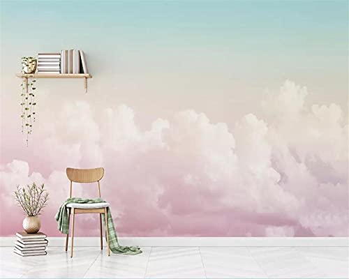 MUMUWUSG 3D-Vlies Fototapete Rosa Himmel Wolken Landschaft 3D Fototapete Moderne Wanddeko Wandbilder Moderne Wand Tapete Wohnzimmer Schlafzimmer Büro Flur Dekoration 250X200Cm von MUMUWUSG