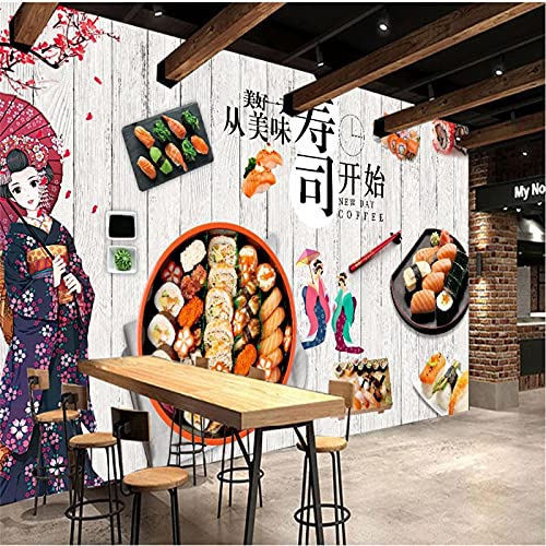 MUMUWUSG Fototapete 3D Effekt Restaurant Japan Küche Sushi Selbstklebende Wandtapete Wohnzimmer Kinderzimmer Wanddeko Tapete Art Poster Tv Hintergrund Wandbilder 200X150Cm von MUMUWUSG