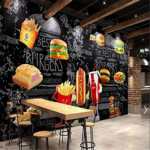 MUMUWUSG Fototapete 3D Effekt Restaurant Pizza Burger Essen Fototapeten Vlies Tapeten Wandtapete Vliestapete Wandbild Wand Schlafzimmer Wohnzimmer Büro Küche 140X70Cm von MUMUWUSG