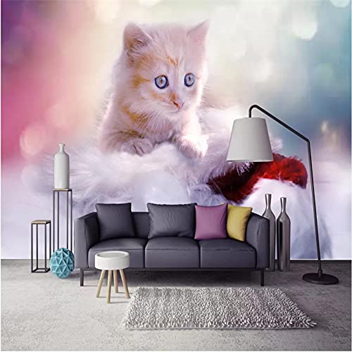 MUMUWUSG Fototapete 3D Effekt Wandgemälde Bunt Süß Tier Katze Wandbild Tapete Modern Vlies Riesiges Bild Wohnzimmer Schlafzimmer Jugendzimmer Wanddekoration 360X230Cm von MUMUWUSG