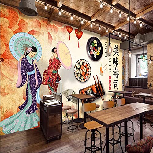 MUMUWUSG Fototapete 3D Effekt Wandgemälde Restaurant Japan Küche Sushi Wandbild Tapete Modern Vlies Riesiges Bild Wohnzimmer Schlafzimmer Jugendzimmer Wanddekoration 360X230Cm von MUMUWUSG