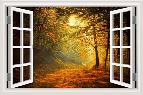 MUMUWUSG Vinyl 3D Wandaufkleber 30X20Cm Ahorn Pflanze Baum Sonnenlicht Wandtattoo Wandaufkleber 3D Fensteransicht Aufkleber Grafik Wandaufkleber Kunst Wandbild Dekoration ​- Wandbild Poster von MUMUWUSG