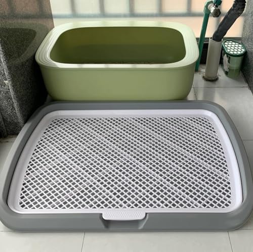 65 x 50 cm Katzentoilette, erhöhte Katzentoilette, Auffangunterlage mit Filterfunktion, große doppellagige Katzenstreu, Auffangrampe für einfache Reinigung, Grau von MUMUXIAO