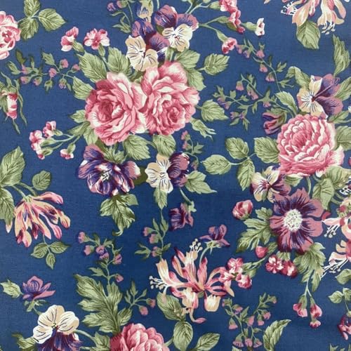 Baumwollstoff mit Blumenmuster, 50 x 150 cm, zum Nähen, Basteln, Kleiderstoff, leichtes Polstermaterial, Meterware, Blau 1 von MUMUXIAO