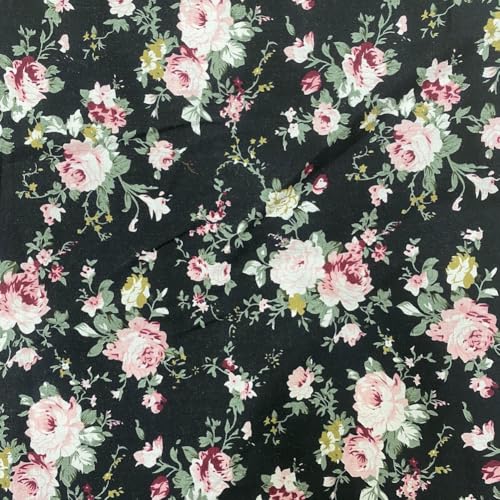 Baumwollstoff mit Blumenmuster, 50 x 150 cm, zum Nähen, Basteln, Kleiderstoff, leichtes Polstermaterial, Meterware, Schwarz 1 Baumwollstoff mit Blumenmuster, 50 x 150 cm, zum Nähen, Basteln, Kleiderstoff, leichtes Polstermaterial, Meterware, Schwarz 1 von MUMUXIAO