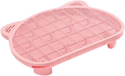 Katzentoilette mit erhöhter Rampe, doppellagige Filterwanne, 9 cm hoch, Auffangbehälter, Katzentoilettenrampe für kleine und ältere Katzen, Rosa von MUMUXIAO