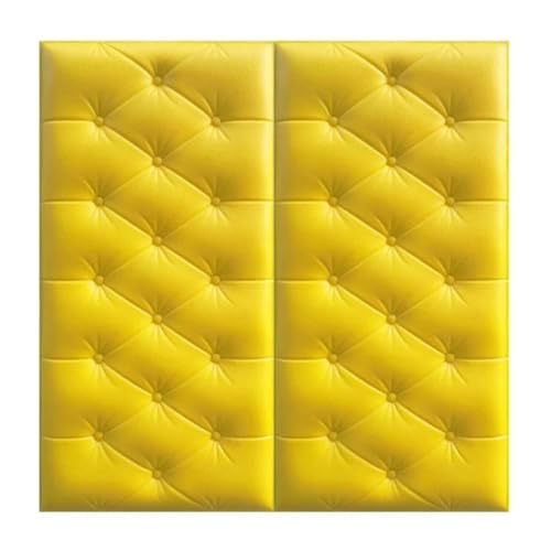 MUMUXIAO 2er Set Selbstklebende Polsterpaneele für Kinderzimmer und Spielzimmer 35x70cm Kopfteil Wandverkleidung Kopfteil Schutz (Gelb) von MUMUXIAO