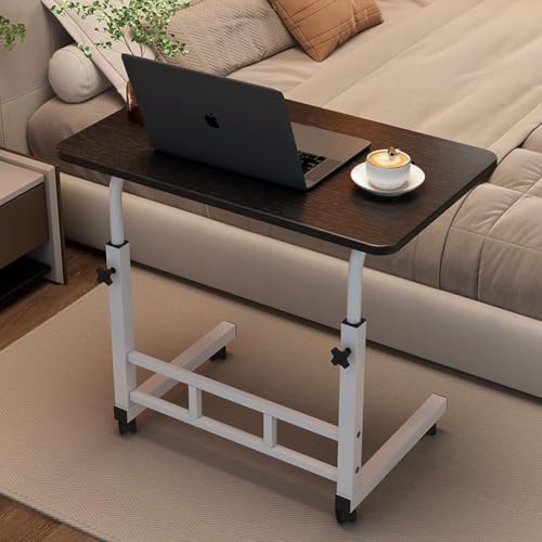 MUMUXIAO C-förmiger Beistelltisch, höhenverstellbar für kleine Räume, mobiler Computer-Stehtisch mit rollenden Rädern, Nachttisch zum Arbeiten, Lernen (Schwarz, 40 x 60 cm) von MUMUXIAO