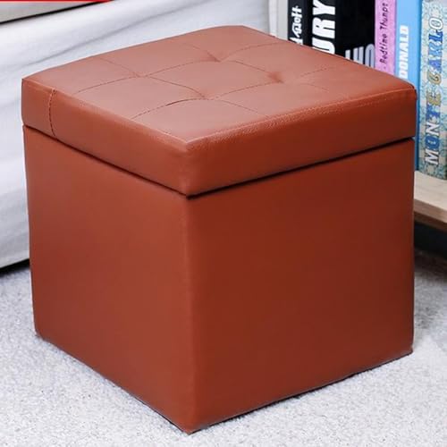 MUMUXIAO Gepolsterter Ottomane mit Stauraum, luxuriöser Fußstütze, Hocker, gepolsterter Sitz für Wohnzimmer, Schlafzimmer, Kunstleder, kleine Würfel, Aufbewahrung, Ottomane mit Scharnierdeckel (Kaffee von MUMUXIAO