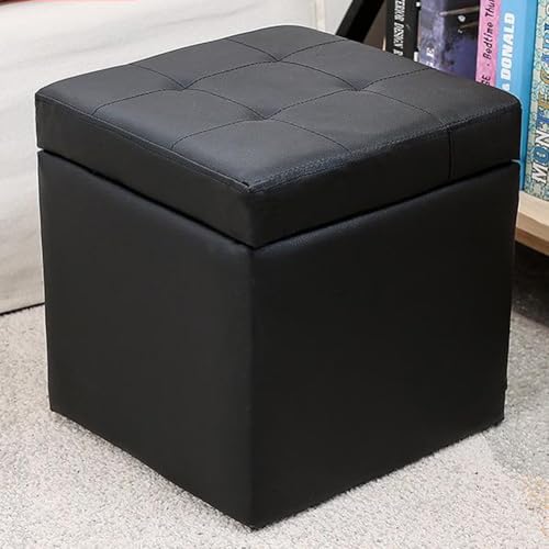 MUMUXIAO Gepolsterter Ottomane mit Stauraum, luxuriöser Fußstütze, Hocker, gepolsterter Sitz für Wohnzimmer, Schlafzimmer, Kunstleder, kleine Würfel, Aufbewahrung, Ottomane mit Scharnierdeckel von MUMUXIAO