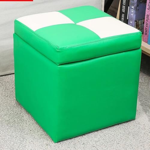 MUMUXIAO Gepolsterter Ottomane mit Stauraum, luxuriöser Fußstütze, Hocker, gepolsterter Sitz für Wohnzimmer, Schlafzimmer, Kunstleder, kleiner Würfel, Aufbewahrungshocker mit Scharnierdeckel von MUMUXIAO