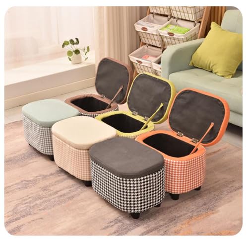 MUMUXIAO Ottomane mit Stauraum, großer Stauraum, Fußstütze, Hocker für Wohnzimmer, Eingangsbereich, Retro, gepolsterter Schuhwechselhocker, Ottomane, gepolsterter Sitz (grün) von MUMUXIAO