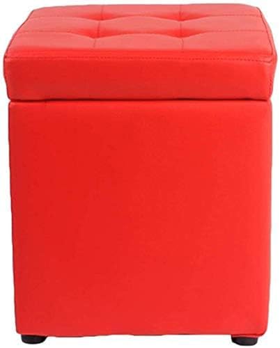 MUMUXIAO Quadratischer Ottomane, Aufbewahrungsbox, 30 x 30 x 35 cm, kleiner Würfel-Fußstütze, Hocker mit Scharnierdeckel, Lederfaserstoff, gepolsterter Sitz, wasserdicht, Spielzeugkiste für Wohnzimmer von MUMUXIAO