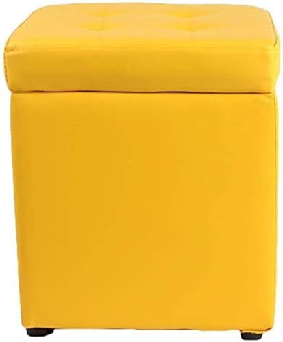 MUMUXIAO Quadratischer Ottomane, Aufbewahrungsbox, 30 x 30 x 35 cm, kleiner Würfel-Fußstütze, Hocker mit Scharnierdeckel, Lederfaserstoff, gepolsterter Sitz, wasserdicht, Spielzeugkiste für Wohnzimmer von MUMUXIAO