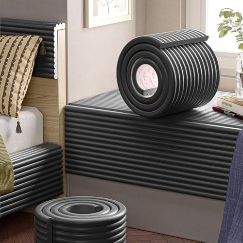 MUMUXIAO Selbstklebender, gepolsterter Kopfteilschutz zur Wandmontage, 200 x 20 cm, Anti-Kollisions-Wandpolsterung, selbstklebend für Schlafzimmer, Kinderzimmer (schwarz) von MUMUXIAO