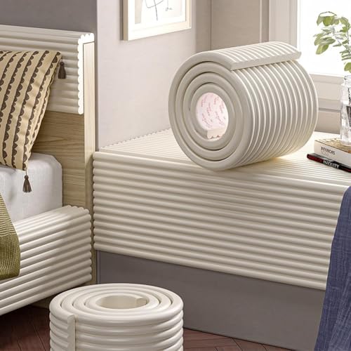 MUMUXIAO Selbstklebendes, gepolstertes Kopfteilschutz, zur Wandmontage, 200 x 20 cm, für Kinder, Anti-Kollisions-Wandpolsterung, selbstklebend für Schlafzimmer, Kinderzimmer (Beige) von MUMUXIAO