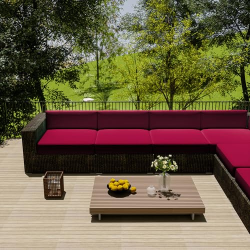 MUMUXIAO Wasserdichter Sofabezug für den Außenbereich, Sonnenschutz, Oxford-Stoff, separater Couch-Schonbezug, verdickter Möbelschutz (Magenta, 60 x 55 x 10 cm) von MUMUXIAO
