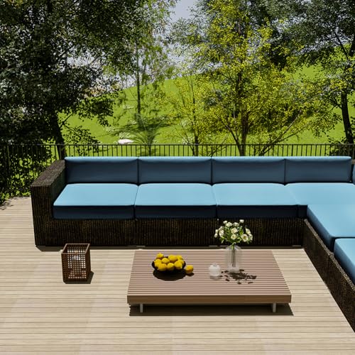 MUMUXIAO Wasserdichter Sofabezug für den Außenbereich, Sonnenschutz, Oxford-Stoff, separater Couch-Schonbezug, verdickter Möbelschutz (blaugrau, 63 x 68 x 12 cm) von MUMUXIAO