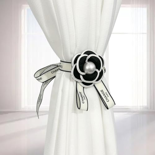 Vorhang-Raffhalter, Spitzen-Raffhalter, Blumenfenster, dekorative Schnalle, Halter für Zuhause, Büro, Fenster, Vorhänge, Schwarz, 2 Stück von MUMUXIAO