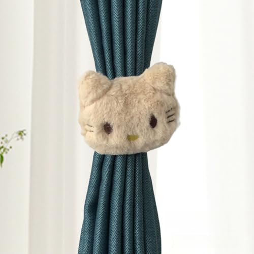 Vorhang-Raffhalter für drinnen und draußen, niedliche Schnalle, dekoratives Seil, Baumwollvorhänge, Raffhalter für Zuhause, Büro, Fenster, Vorhänge (KT Katze, 2) von MUMUXIAO