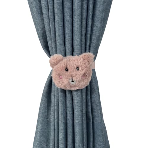 Vorhang-Raffhalter für drinnen und draußen, niedliche Schnalle, dekoratives Seil, Baumwollvorhänge, Raffhalter für Zuhause, Büro, Fenster, Vorhänge (rosa Bär, 1) von MUMUXIAO
