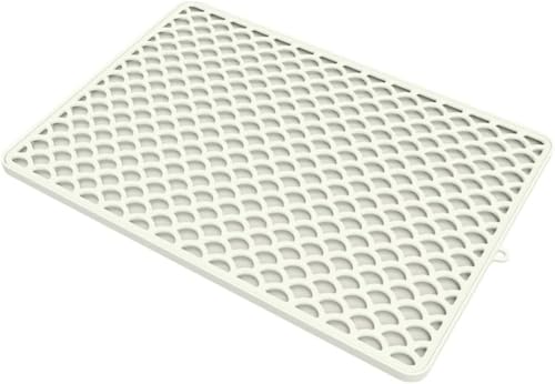 Weiche Silikon-Katzenstreu-Fangmatte, abnehmbare, doppellagige Katzentoilettenmatte für Katzentoilette, wasserdicht, rutschfest, 46,5 x 32,5 cm, Beige von MUMUXIAO