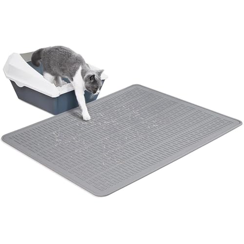 Weiche Silikon-Katzenstreu-Matte, wasserdicht, rutschfeste Haustier-Futtermatten für Hunde und Katzen, sanfte strukturierte Oberfläche für Haustierpfoten (71 x 51 cm) von MUMUXIAO