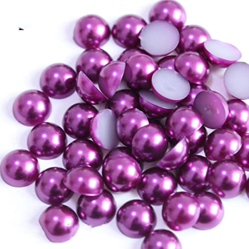 MUNACRAFT 2 3 4 5 6 8 10 12 14 MM Imitationsperle Runde Halbperle Massenperlen Für Die Schmuckherstellung Frauen Nail Art DIY Zubehör-Lila,6mm x 100Stk von MUNACRAFT