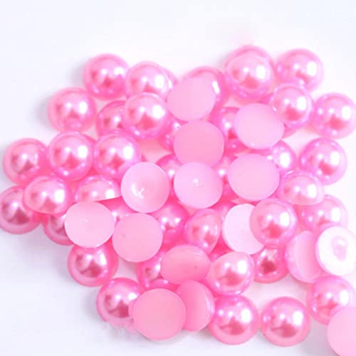 MUNACRAFT 2 3 4 5 6 8 10 12 14 MM Imitationsperle Runde Halbperle Massenperlen Für Schmuckherstellung Frauen Nail Art DIY Zubehör-Pink,6mm x 100Stk von MUNACRAFT