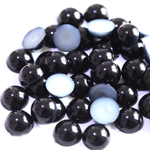 MUNACRAFT 3 4 5 6 8 10 12 14 MM Imitationsperle Runde Halbperle Massenperlen Für Schmuckherstellung Frauen Nail Art DIY Zubehör-Schwarz,10mm x 100Stk von MUNACRAFT