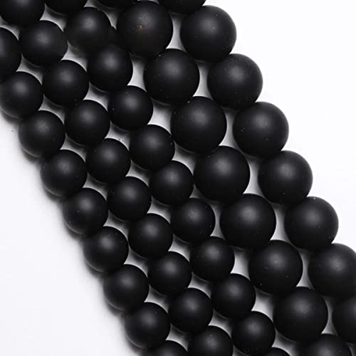 MUNACRAFT Naturstein Weiß Schwarz Achate Matt Poliert Matt Onyx Perlen Runde Perlen für die Schmuckherstellung DIY Armbänder 4-12 mm 15 Zoll - Mattschwarz, 12 mm 31 bis 32 Stck von MUNACRAFT