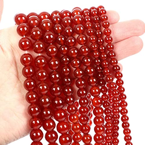 Natural Stone Beads Tiger Eye Agates Jades Quartzs Garnet Round Loose Beads for Jewelry Making DIY Bracelets 4-12MM-Red Agate,6mm 60-62pcs von MUNACRAFT
