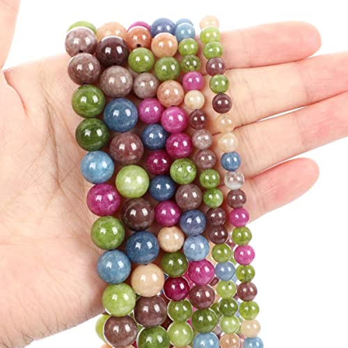 Natural Stone Beads Tiger Eye Agates Jades Quartzs Garnet Round Loose Beads for Jewelry Making DIY Bracelets 4-12MM-Tourmaline,4mm 90-92pcs von MUNACRAFT