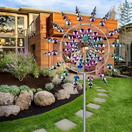 MUNCHIN Einzigartige Metall Windmühle, 3D Windbetriebene Kinetische Skulptur, Gartenstecker Windspiel, für Terrasse Rasen und Garten Dekoration,Multicolour MUNCHIN Einzigartige Metall Windmühle, 3D Windbetriebene Kinetische Skulptur, Gartenstecker Windspiel, für Terrasse Rasen und Garten Dekoration,Multicolour von MUNCHIN