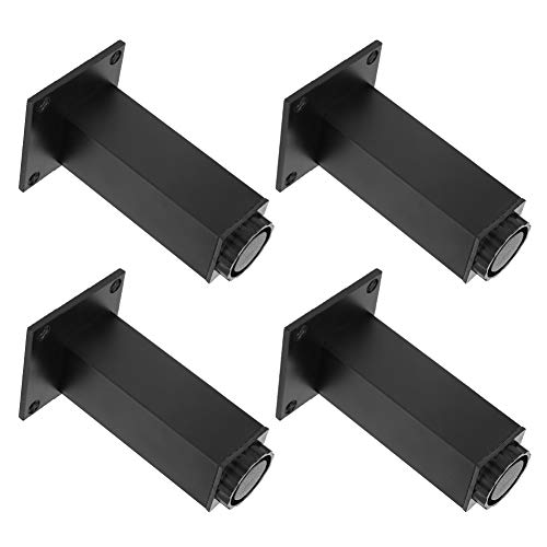 MUNEFE 4 Stück verstellbare Möbelbeine, runde Stützfüße aus Aluminiumlegierung für Schlafsofas und Schränke, Ersatzbeine für Möbel (Quadratschrank Füße 120 mm schwarz) von MUNEFE